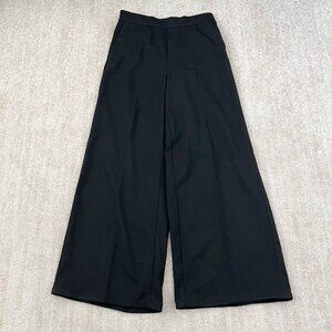 Nordstrom High Rise Wide Leg Black Crop Trousers Work Pants 6